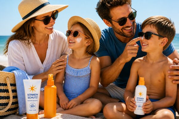 Schrift-Familie-Sonnencreme